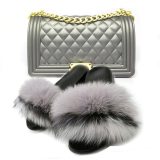 Fur Slides Women Fox Fur Slippers Matte Colorful Jelly Bags 261223