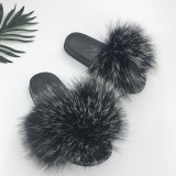 Women Fur Slippers Fox Fur Slides