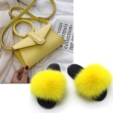 Women Fox Fur Slippers Candy Color Ring One-Shoulder Small Square Bags