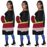 New Arrival Overall Stripe Printed Cardigan Elegant Sweater Women Coats FE07384