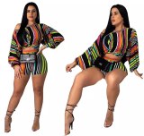 Fashion Colorful Striped Printed Bodysuits Bodysuit Outfit Outfits Q22031