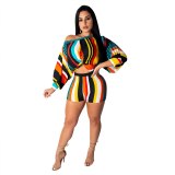 Fashion Colorful Striped Printed Bodysuits Bodysuit Outfit Outfits Q22031