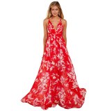 Summer Women Long V-Neck Print Night Club Party Beach Dresses 821223