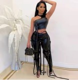 Autumn Lace Up Tassel PU Bodysuits Bodysuit Outfit Outfits   BK20L11037