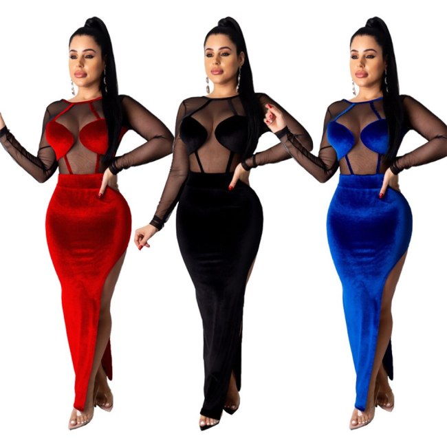 Sexy See Through Women O Neck Party Dress Dresses SM907586