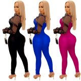 Women Long Sleeve Leisure Mesh Bodysuits Bodysuit Outfit Outfits C390011