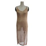 Sexy Sheer Net Mesh Knitted Beach Cover-Ups Long  Dresses HL136677
