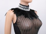 Diamond O-neck Women Drill Beaded Feather Party Dresses CY801324