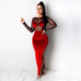 Sexy See Through Women O Neck Party Dress Dresses SM907586