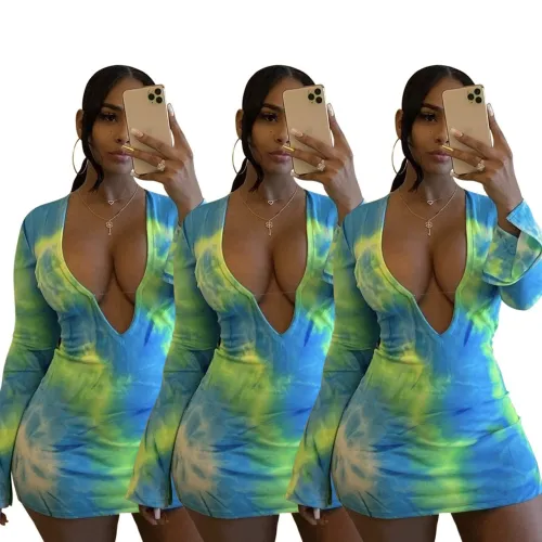 Hot Sale Sexy Women Deep V-Neck Dress Dresses FE07586