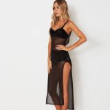 Sexy Sheer Net Mesh Knitted Beach Cover-Ups Long  Dresses HL136677
