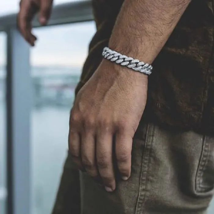 Iced Out Men Rhinestone Curb Cuban Link Bracelets 66889-23