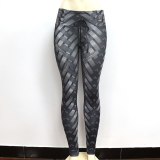 Iron Armor Weave Printed Leggings Women High Waist Yoga Pants K189094105