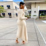 Winter Women's Round Neck Long Sleeve Mid-Length Dress Dresses S390059610