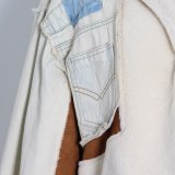 Winter Spliced Light Blue Jackets Hip Hop Loose Coats TJA1678293