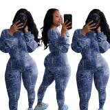 Blue Denim Pattern Patchwork Bodysuits Bodysuit Outfit Outfits H361425