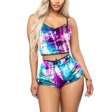Hot Women Sexy Strap Shorts Tie-dye Pajamas Bodysuits Bodysuit Outfit Outfits S378495