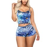 Hot Women Sexy Strap Shorts Tie-dye Pajamas Bodysuits Bodysuit Outfit Outfits S378495