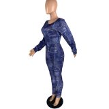 Blue Denim Pattern Patchwork Bodysuits Bodysuit Outfit Outfits H361425