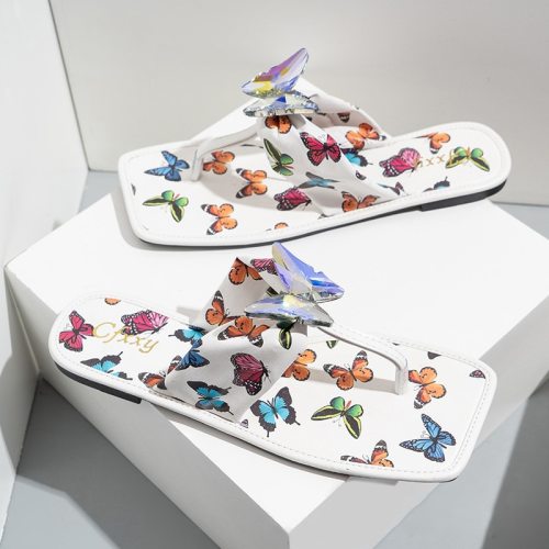 Summer Butterfly Women's Crystal Flip Flops Slippers Slides CFXXY-3849