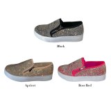 Women Bling Flats Sequins Crystal Thick Bottom Round Toe Rhinestone Shoes