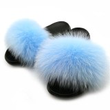 Ladies Real Fox Fur Slippers Fur Slides