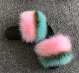 Women Real Fur Slippers Raccoon Fur Slides