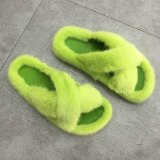 Women Real Fur Mink Slippers Slides