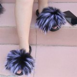 Ladies Winter Plush Slippers Fashion Imitated Fox Fur Slides