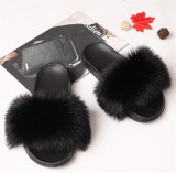 New Women Fur Slippers Faux Fox Fur Slides