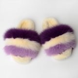 Fox Fur Winter Slippers Women Furry Slides