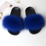 Real Fur Slides House Fluffy Flip Flops Women Slippers