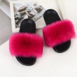 Women Colorful Fox Fur Slides Vogue Fluffy Slippers