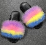 Women Real Fox Fur Slippers Slides