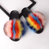 Winter Fox Fur Slippers Slides