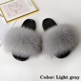 Fox Fur Slides Women Furry Slippers