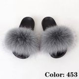 Racoon Fur Slides Woman Furry Slippers