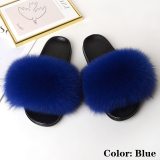 Fox Fur Slides Women Furry Slippers