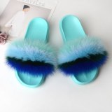 Fox Slippers Fur Shoes Women Furry Slides