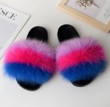 Women Fox Fur Slippers Furry Slides