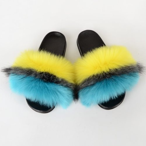 Faux Fur Slippers Women Summer Fluffy Slides