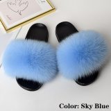 Fox Fur Slides Women Furry Slippers