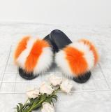 Fashion Women Real Fox Fur Slippers Lovely Fluffy Slides