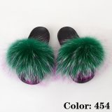 Racoon Fur Slides Woman Furry Slippers