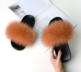 Home Slippers Women Fox Fur Slides