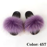 Racoon Fur Slides Woman Furry Slippers