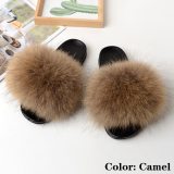 Fox Fur Slides Women Furry Slippers