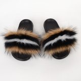 Women Slippers Fluffy Outdoor Fox Fur Slides