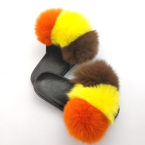 Real Fur Slippers House Furry Slides