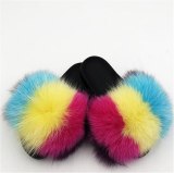 Women Real Fox Fur Slippers Slides